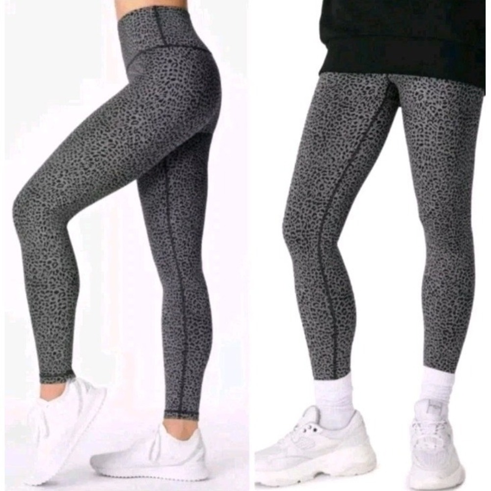 Sweaty Betty Flatter Me Cheetah Print Leggings Black Gray Full Length‎ Size S